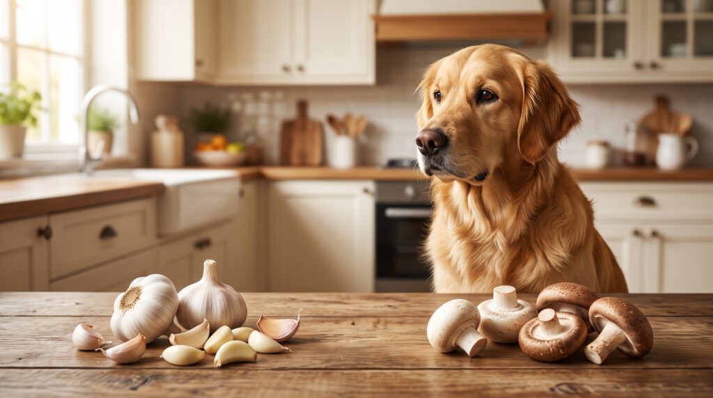 can dogs eat garlic or mushrooms