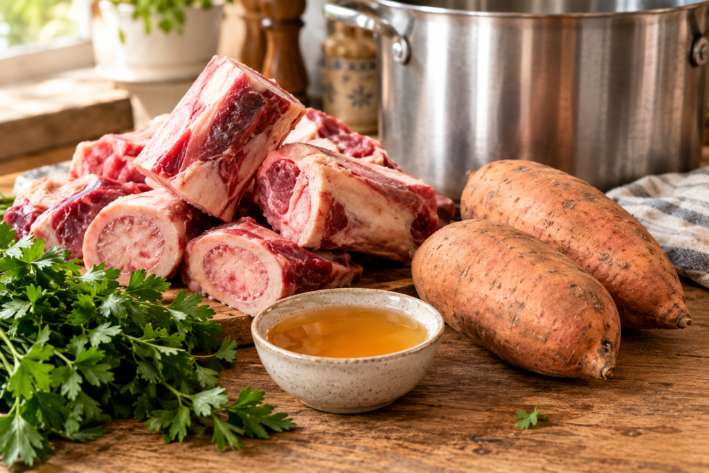 Beef & Sweet Potato Bone Broth Bowl: 1 Easy Homemade Recipe Your Dog Will Beg For bone broth bowl recipe for dogs.webp
